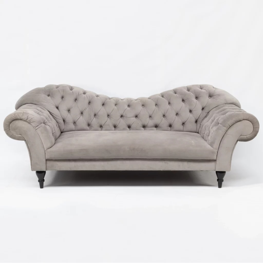 Sofa Chesterfield Szara - elegancki wypoczynek - rent4events.pl, rent4wedding.pl.